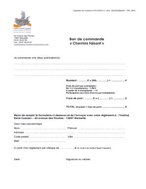 Fillable Online Bon De Commande Publication Institut Saintcassien