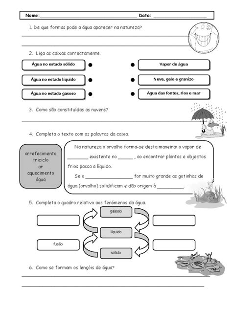 Atividade Ciclo Da Agua 4 Ano - Ficha de Trabalho - ciclo da água 4º ano