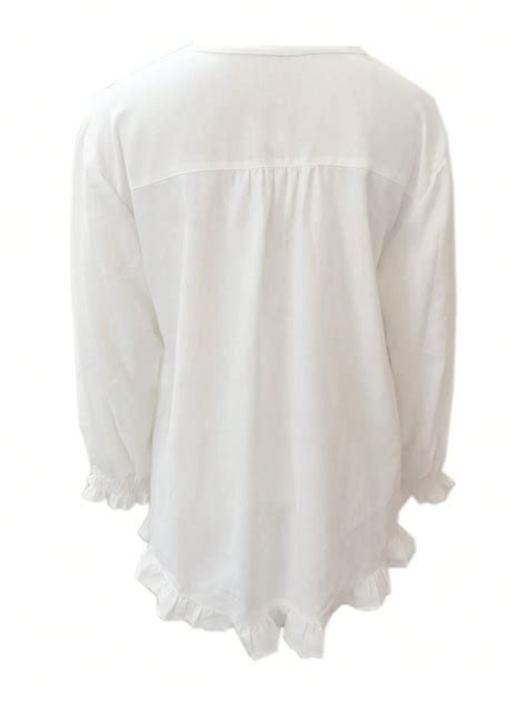 Frill Trim Dip Hem Blouse Shein Uk