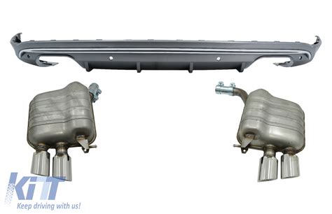 Rear Bumper Valance Diffuser With Exhaust System And Twin Muffler Tips