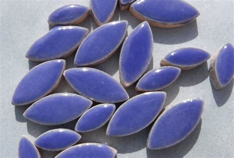 Denim Blue Petals Mosaic Tiles 50g Ceramic Leaves In Mix Of 2 Sizes 1 2