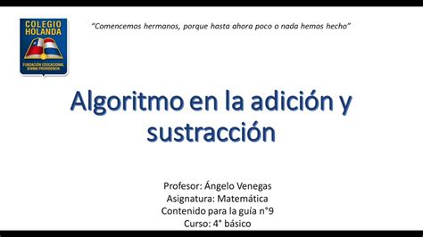 Video 5 Matemárica 4° Algoritmo De La Adición Y Sustracción Youtube