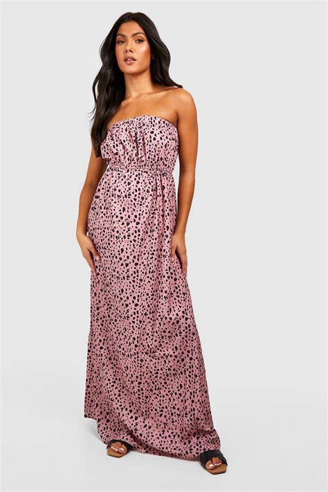 Maternity Spot Bandeau Maxi Dress Boohoo Uk