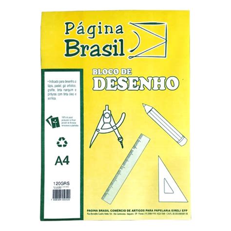 Bloco de Desenho A4 20 Folhas 120gr m² Branco Página Brasil