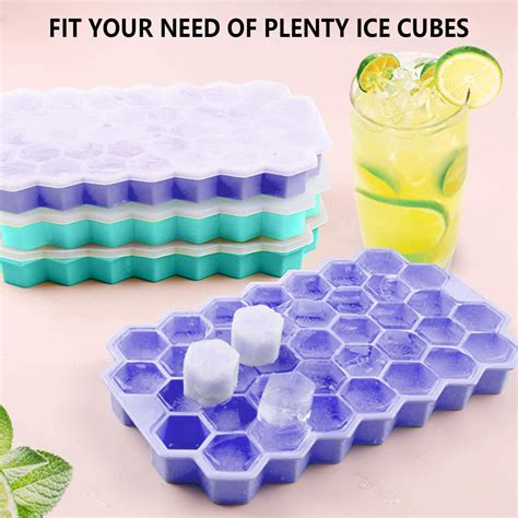 Upgrade Ice Cube Trays, TGJOR 2 Pack Silicone Flexible Ice Cube Trays ...