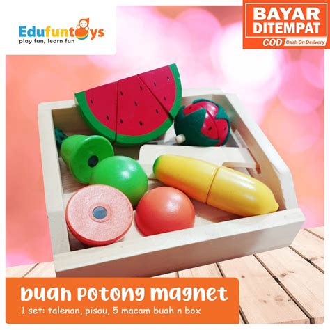 Jual Edufuntoys WOODEN CUTTING FRUIT Vegetable Mainan Kayu Buah