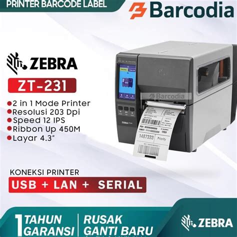 Jual Zebra Barcode Printer Zt231 Sticker Label Barcode Industrial Zt