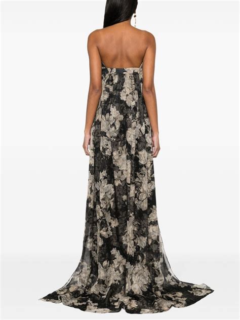 Black Acerbo Floral Bustier Maxi Dress Women MAXMARA