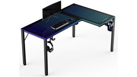 EUREKA ERGONOMIC 60 L Shape Glass Gaming Desk Music Sync RGB