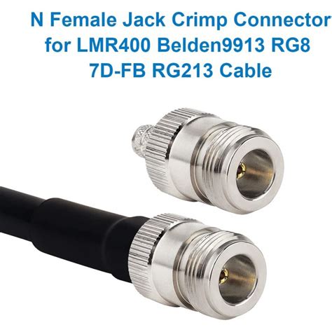 XRDS RF N Female Jack Crimp Connector For LMR400 Belden 9913 RG8 Cable