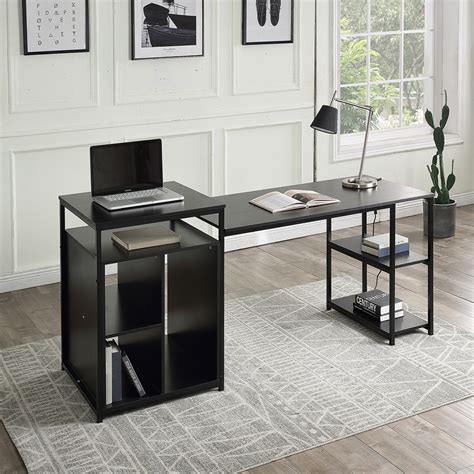 New Home Office Computer Desk with 2-layer Storage Shelf & CPU Storage Space – Black – Worldwide ...