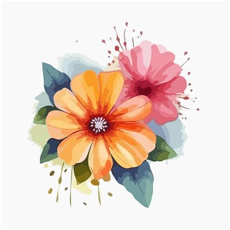 Flor Ilustraci N Acuarela Pintura Sobre Flores Vector Premium