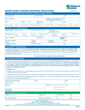 Fillable Online Design Based Lighting Incentives Application