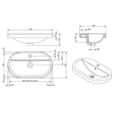 Vasque Poser Blanche Avec Trou Almorad Oval Marque Unisan