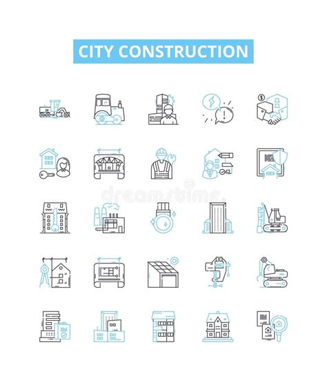 City Construction Vector Line Icons Set Urbanization Architecture