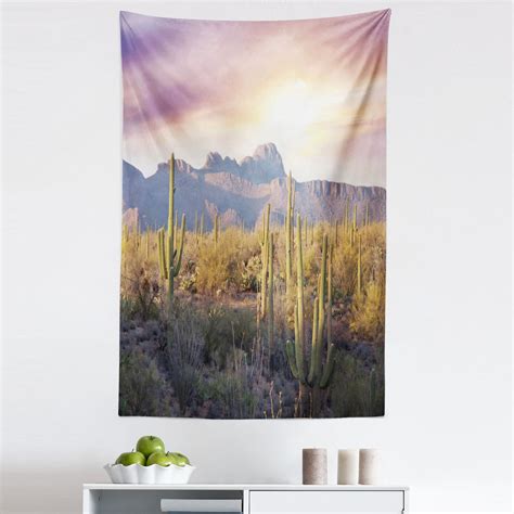 Arizona Tapestry Usa National Park Photo Of Exotic Saguaro Cactus In