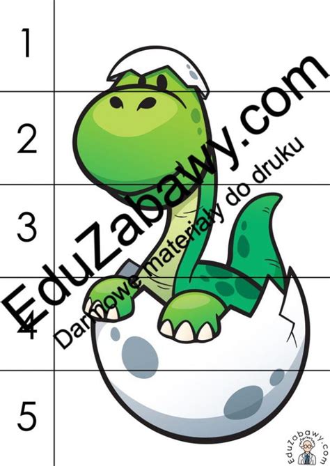 Dzień Dinozaura Puzzle 5 elementów karty pracy dla dzieci