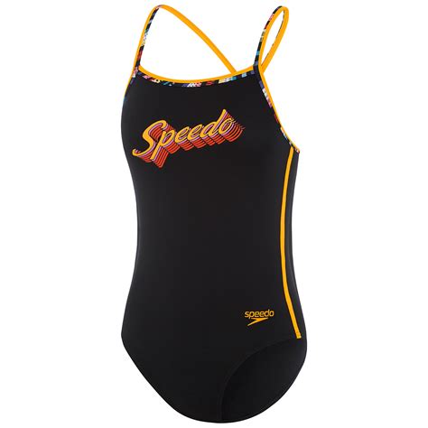 Speedo Girls One Piece Swimsuit Black Orange Costco Au