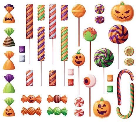 Premium Vector A Set Of Sweets For Halloween Cookies In The Form Of A