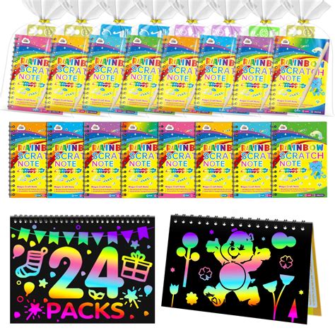 Libreta Party Favors Zmlm Rainbow Scratch Art Para Niños Paquete De 24