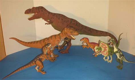 Jurassic Park Series I T Rex Dinosaur 1993 2 Velociraptors And 2 Dilophosaurus 1815040952