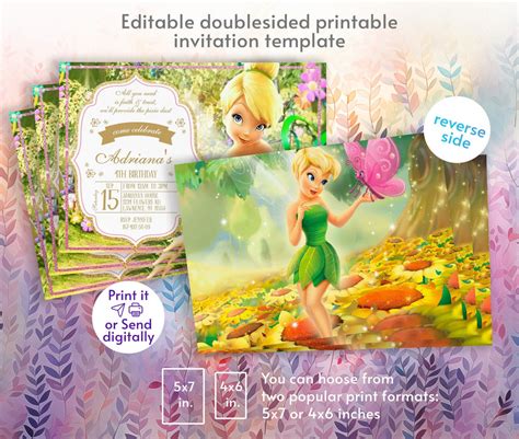 Printable Fairy Tinkerbell Fairy Birthday Invitation Tinker Bell