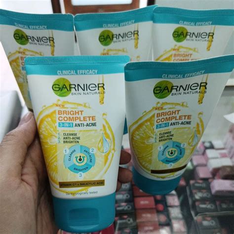 Jual GARNIER Bright Complete 3 In 1 Anti Acne Facial Wash 90Ml Shopee