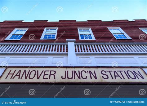 Closeup Hanover Junction Station Sign Editorial Image Image Of