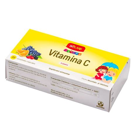 Vitamina C Cu Arome Bioland Junior Comprimate Biofar Farmacia