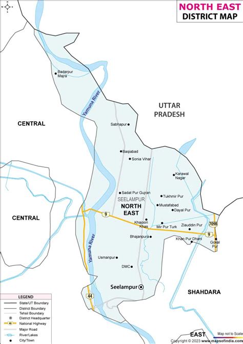 North East Delhi District Map