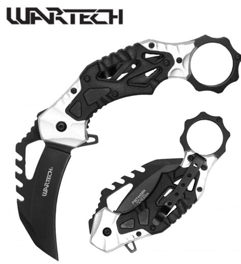 Wartech 7″ Black And Silver Two Tone Tactical Karambit Folding Knife