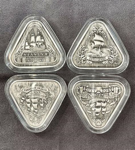 Triangular Shipwreck Series Antiqued Silver Coin Set Of