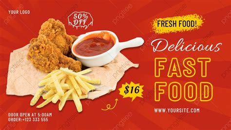 Red Striped French Fries Fried Chicken Food Banner Template Download On Pngtree