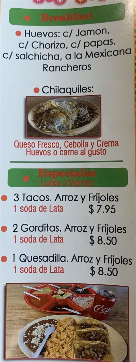 Menu For Los Garcia Taqueria In Dallas Texas United States