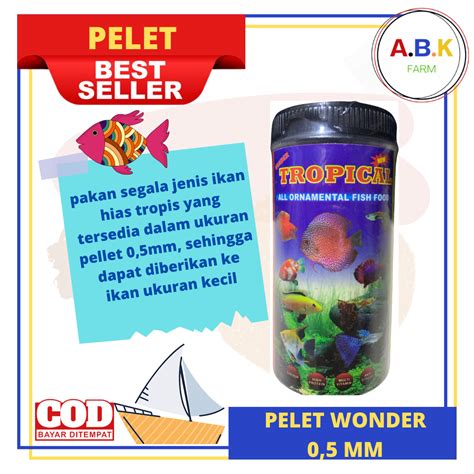 Pelet Tropical Wonder Makanan Pakan Ikan Cupang Kecil Hias Guppy Gr