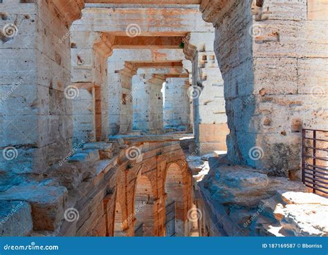 Interior Of The Colosseum Or Coliseum In Arles France Selective Focus