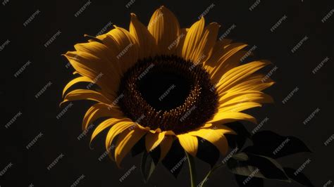 Premium AI Image | Sunflower on a black background Sunflower blooming