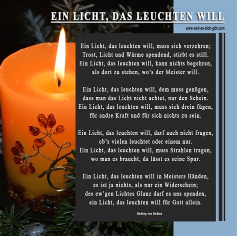 Ein Licht Das Leuchten Will Weihnachtsgedicht Hedwig Von Redern