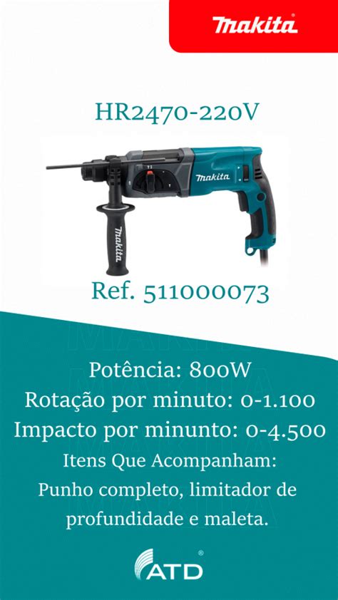 Martelete Combinado Makita HR2470 220V ATD Vedações