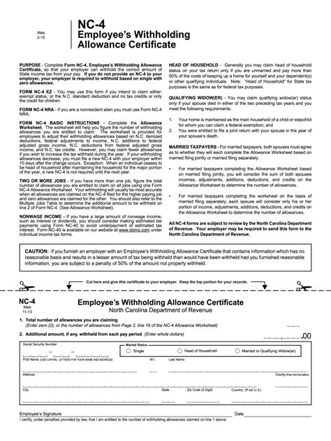 Nc Ez Fillable Form Printable Forms Free Online