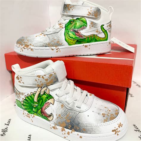 Custom Dinosaur Nike Sneakers T Rex Shoes Dinosaur Theme Etsy