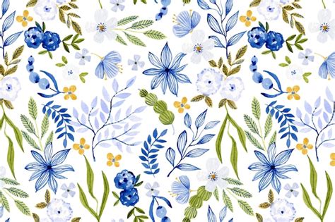 Blue Floral Background Pattern