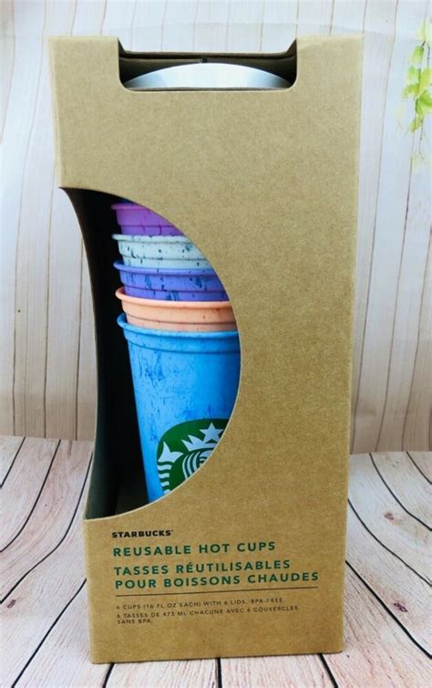 Rare Starbucks Marbled Reusable Hot Cups Cups With Lids Ounce New Gift Ebay Reusable