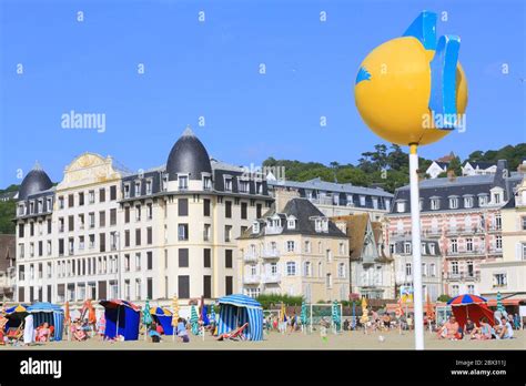 France Calvados Pays D Auge Trouville Sur Mer Beach With Les