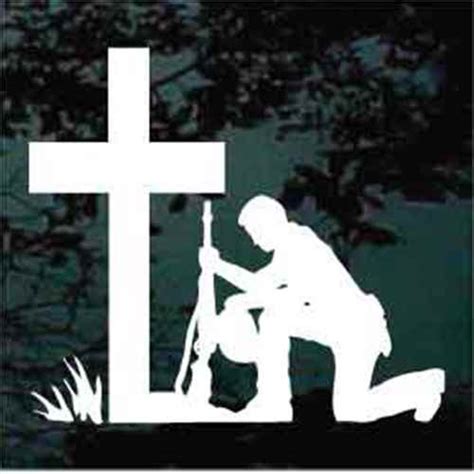 Christian Soldier Kneeling At The Cross Decals Decal Junky