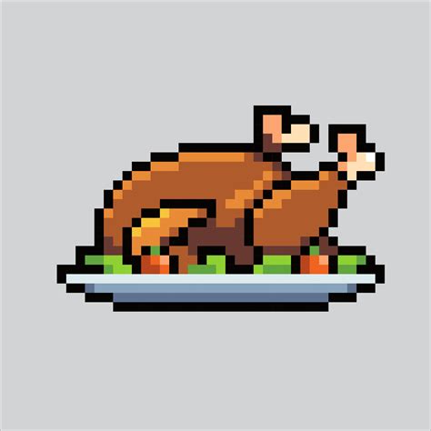 Pixel Art Illustration Roasted Turkey Pixelated Turkey Roasted Turkey