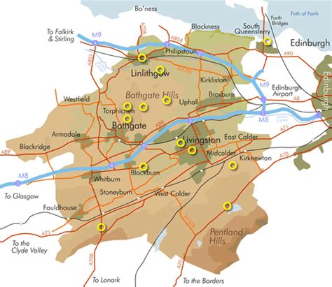 Map of West Lothian Province Area