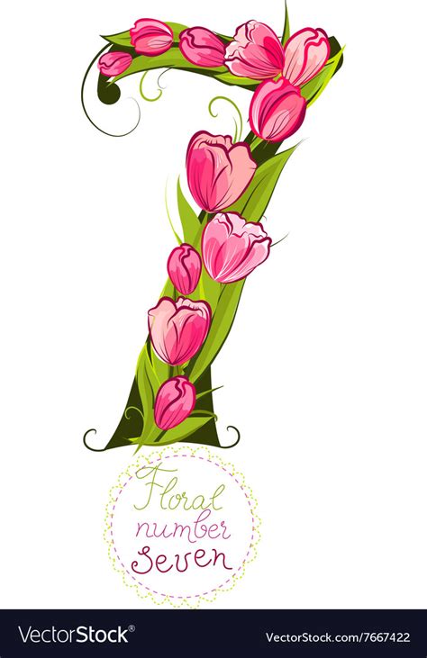 Floral Number Seven Made With Tulip Royalty Free Vector