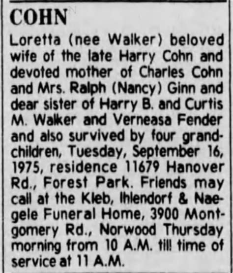 Loretta Walker Cohn 1901 1975 Find A Grave Memorial