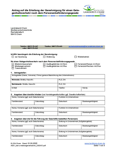 Ausfüllbar Online Antrag auf Erteilung der Genehmigung fr einen